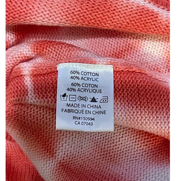 Belldini NEW Size Large New Coral and White Tie Dye Open Knit Pullover Sweater - Picture 6 of 12